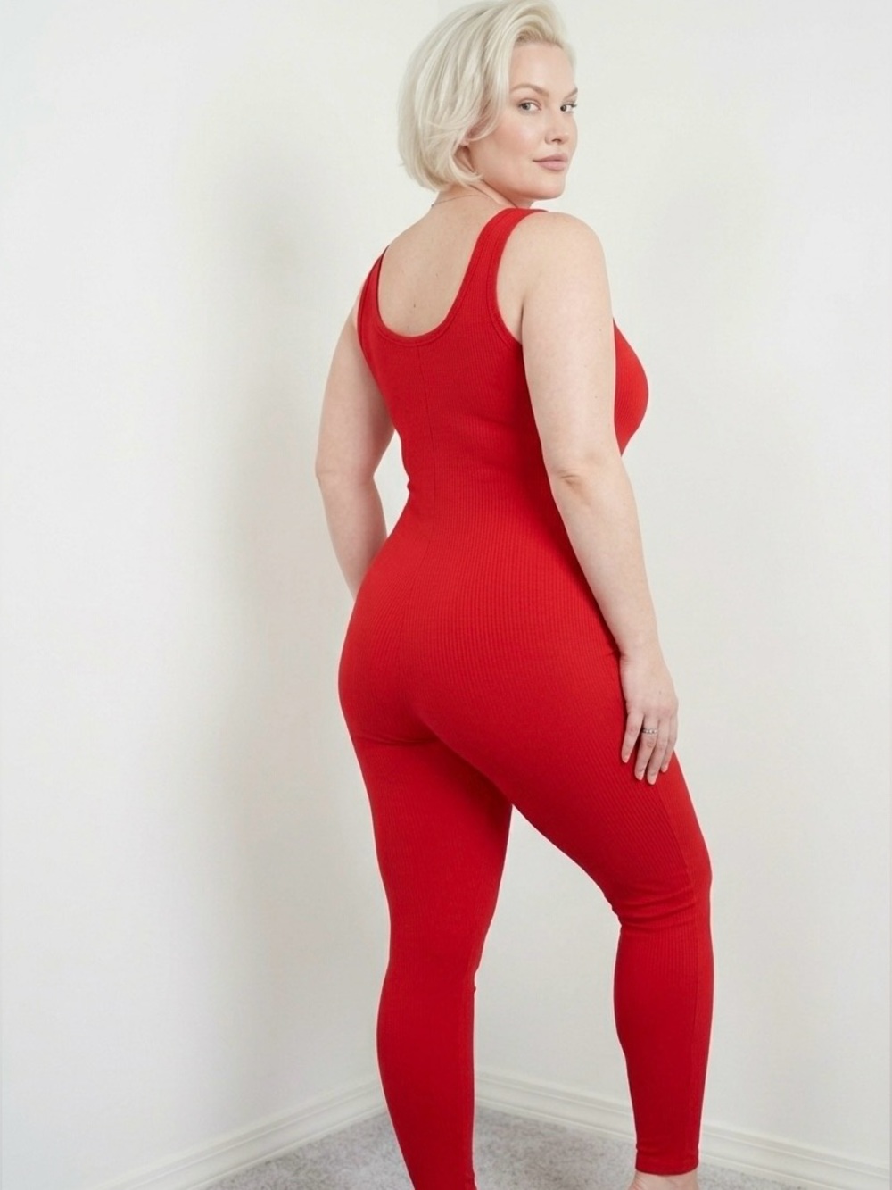 NWT SKIMS Cotton Rib Tank Catsuit Cranberry Red 3X Jumpsuit